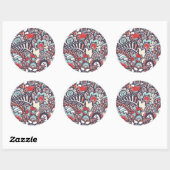 Paisley Floral Doodle Pattern Ronde Sticker (Vel)