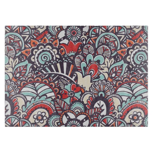 Paisley Floral Doodle Pattern Snijplank (Voorkant)