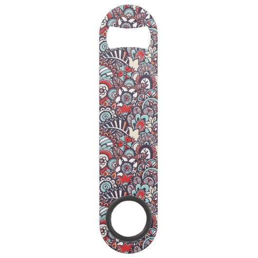 Paisley Floral Doodle Pattern Speed Flessenopener (Achterkant)