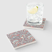 Paisley Floral Doodle Pattern Stenen Onderzetter (Zijkant)
