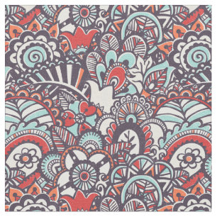 Paisley Floral Doodle Pattern Stof