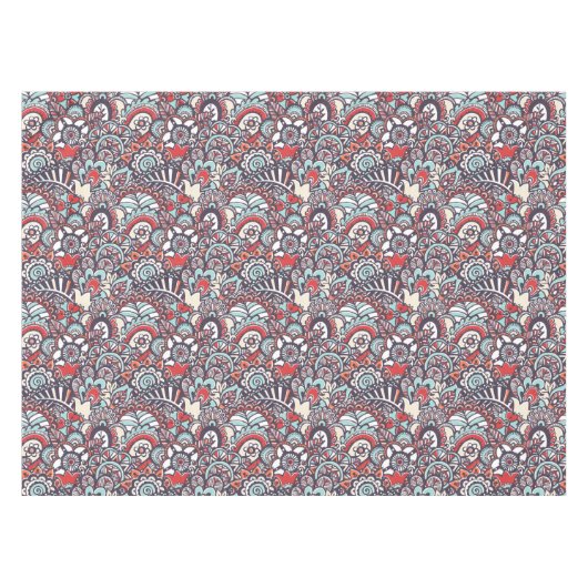Paisley Floral Doodle Pattern Tafelkleed (Voorkant (Horizontaal))