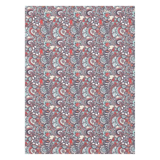 Paisley Floral Doodle Pattern Tafelkleed (Voorkant)