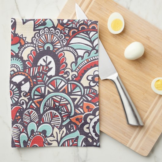 Paisley Floral Doodle Pattern Theedoek (Quarter Fold)