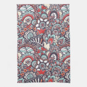 Paisley Floral Doodle Pattern Theedoek (Verticaal)