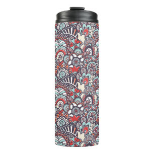 Paisley Floral Doodle Pattern Thermosbeker