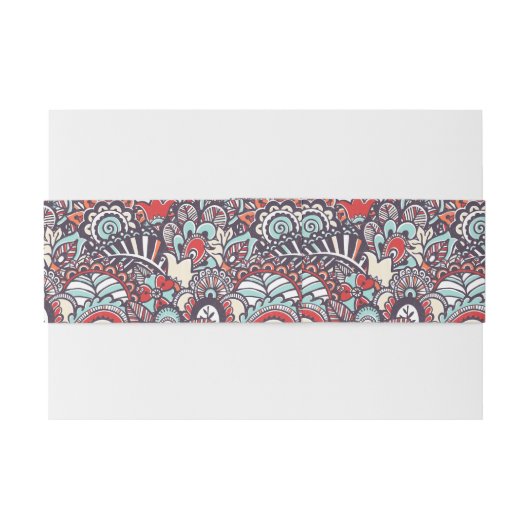 Paisley Floral Doodle Pattern Uitnodigingen Wikkel (Achterkant Voorbeeld)