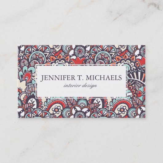 Paisley Floral Doodle Pattern Visitekaartje (Voorkant)