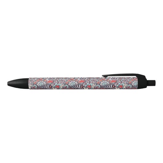 Paisley Floral Doodle Pattern Zwarte Inkt Pen (Bovenkant)