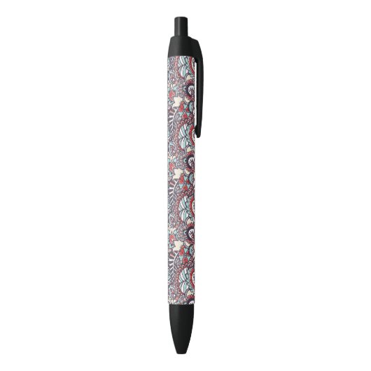 Paisley Floral Doodle Pattern Zwarte Inkt Pen (Achterkant (Verticaal))