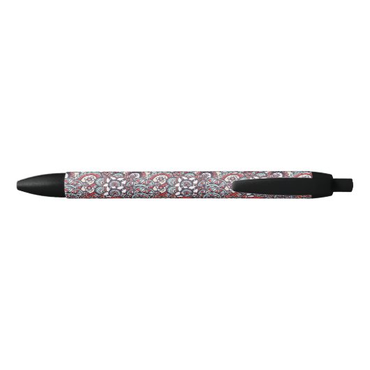 Paisley Floral Doodle Pattern Zwarte Inkt Pen (Achterkant)