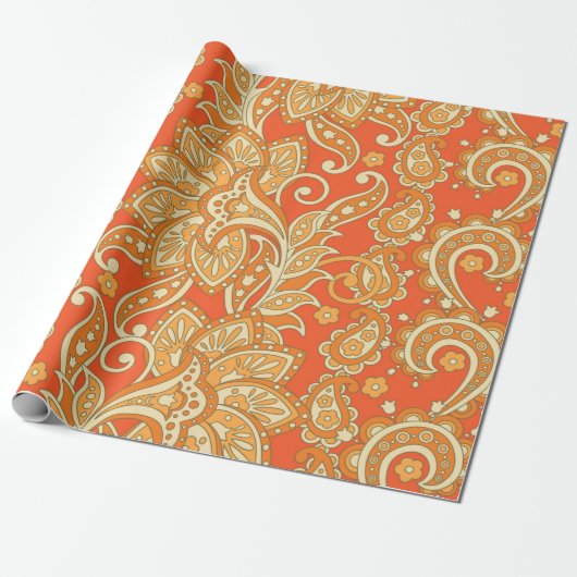Paisley Floral etnisch naadloos Patroon. Arabic Or Cadeaupapier (Uitgerold)