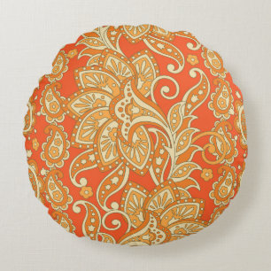 Paisley Floral etnisch naadloos Patroon. Arabic Or Rond Kussen
