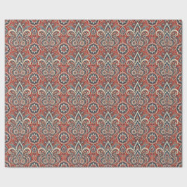 Paisley Floral Fusion in rood, wit en blauw Cadeaupapier
