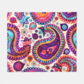 Paisley Floral Indisch naadloos Ornament Fleece Deken (Voorkant (Horizontaal))
