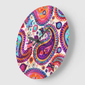 Paisley Floral Indisch naadloos Ornament Grote Klok (Hoek)