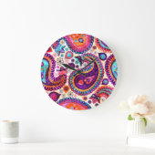 Paisley Floral Indisch naadloos Ornament Grote Klok (Huis)
