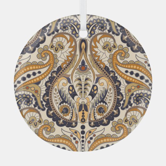 Paisley Floral: kleurrijk naadloos design Glas Ornament (Voorkant)