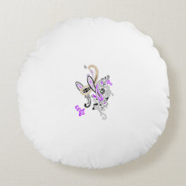 Paisley Floral Motif – Boho White Purple Orange Rond Kussen