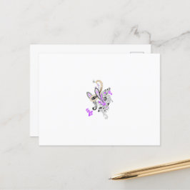 Paisley Floral Motif – Boho Wit Paarse Sinaasappel Feestdagenkaart