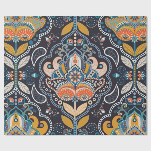 Paisley floral naadloos. Donkere achtergrond met Cadeaupapier (Vlak)