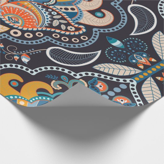 Paisley floral naadloos. Donkere achtergrond met Cadeaupapier (Hoek)