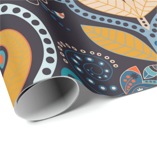 Paisley floral naadloos. Donkere achtergrond met Cadeaupapier (Rol Hoek)