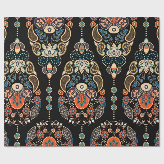 Paisley floral naadloos. Donkere achtergrond met Cadeaupapier (Vlak)