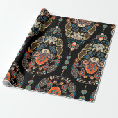 Paisley floral naadloos. Donkere achtergrond met Cadeaupapier (Uitgerold)