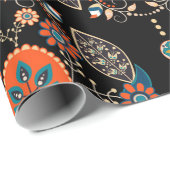 Paisley floral naadloos. Donkere achtergrond met Cadeaupapier (Rol Hoek)