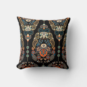 Paisley floral naadloos. Donkere achtergrond met Kussen