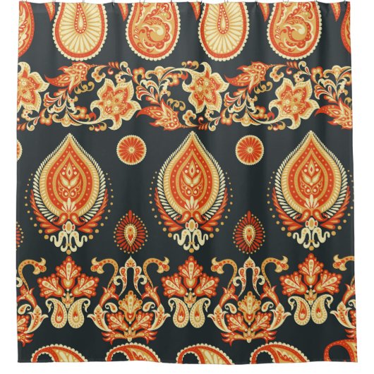 Paisley Floral: Oosters Etnaadloos Douchegordijn (Voorkant)