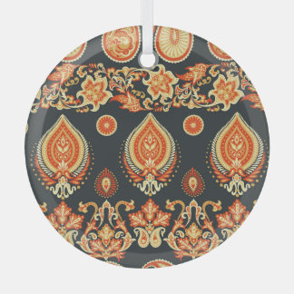 Paisley Floral: Oosters Etnaadloos Glas Ornament