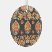 Paisley Floral: Oosters Etnaadloos Glas Ornament (Voorkant Rechts)