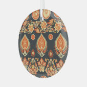 Paisley Floral: Oosters Etnaadloos Glas Ornament (Voorkant links)