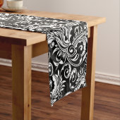 Paisley floral patroon zwart wit lange tafelloper (Voorbeeld)