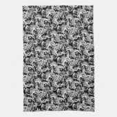 Paisley floral patroon zwart wit theedoek (Verticaal)