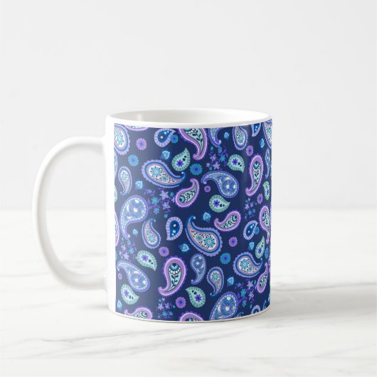 Paisley Floral Pattern - Blauw Koffiemok (Links)