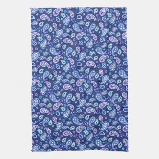Paisley Floral Pattern - Blauw Theedoek (Verticaal)