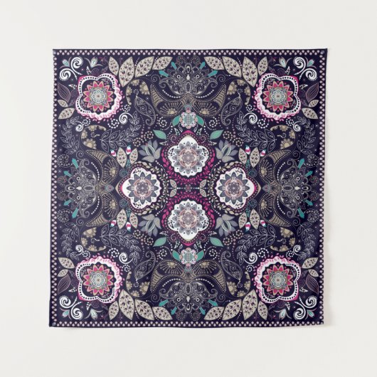 Paisley floral pattern wandkleed (Voorkant)