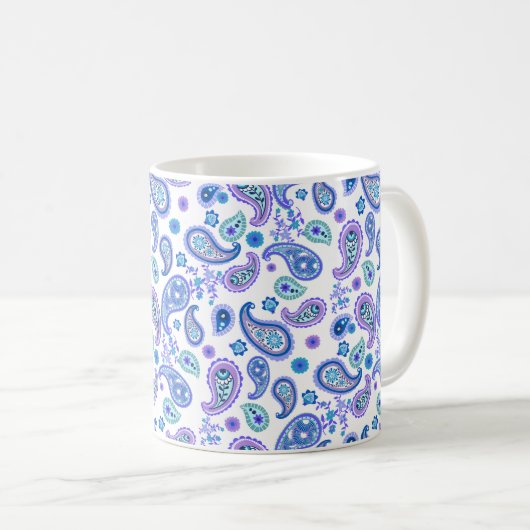 Paisley Floral Pattern - Wit Koffiemok (Voorkant rechts)
