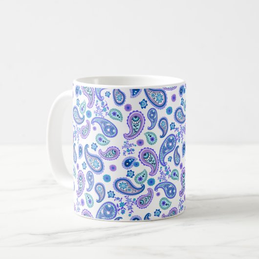 Paisley Floral Pattern - Wit Koffiemok (Voorkant links)