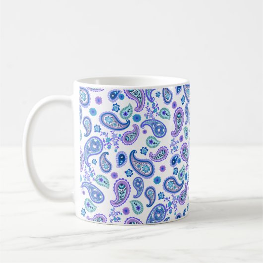 Paisley Floral Pattern - Wit Koffiemok (Links)