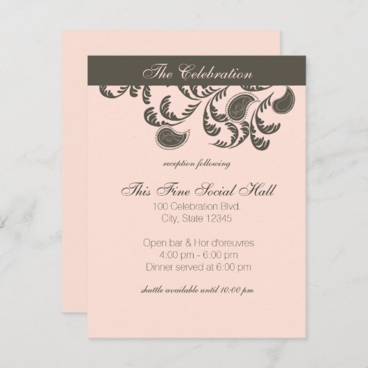 Paisley Floral Reception Kaart (Voorkant / Achterkant)