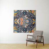 Paisley floral seamless pattern. Dark backdrop wit Wandkleed (In Situ (horizontaal))