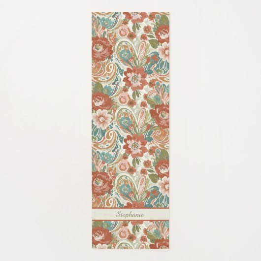 Paisley Floral Yoga Mat - Custom Name Mat (Voorkant)