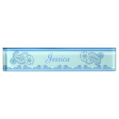 Paisley Flower (blauw) Naambordje (Voorkant)