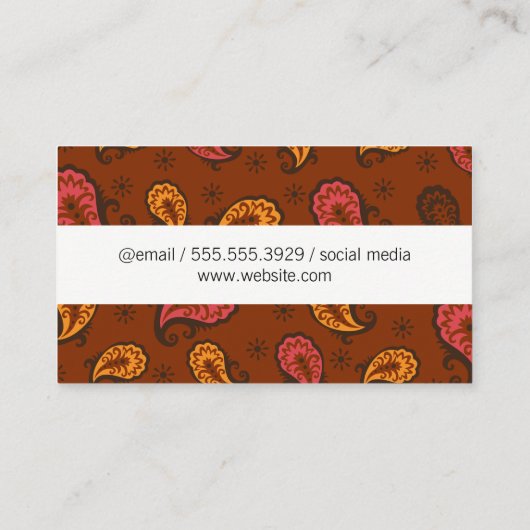 Paisley Flower Doodles Visitekaartje (Achterkant)