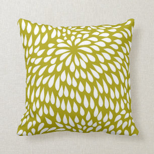 Paisley Flower in Chartreuse Green and White Kussen