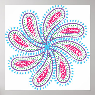 Paisley Flower Poster